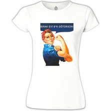 Lord T-Shirt LordT-Shirt Birak Evi Beyaz Bayan Tshirt