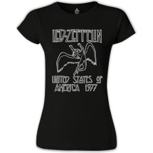 Lord T-Shirt LordT-Shirt LED Zeppelin - 1977 Siyah Bayan Tshirt
