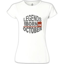 Lord T-Shirt LordT-Shirt Legends Born In October - Wave Beyaz Bayan Tshirt