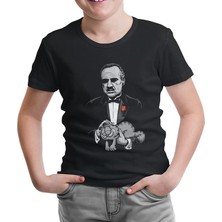 Lord T-Shirt LordT-Shirt The Godfather - The Cat Siyah Çocuk Tshirt