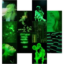 Ororabutik Bıllıe Eılısh Neon Yeşil Rock Poster Duvar Kağıdı Seti