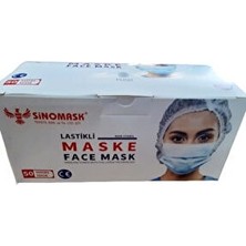 Sino Mask Sinomask Elastik 3 Katlı Lastikli Maske 50'li Beyaz