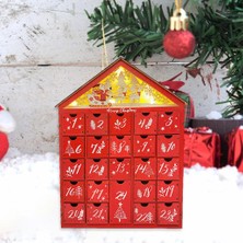 Sharplace Klasik Noel Kırmızı Ahşap Advent Takvimi 24 Çekmeceli Tatil Accent 15 "h