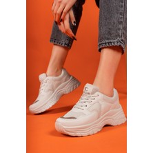 Riccon Kadın Sneaker Bej Vizon Düz Taban Ortapedik İç Taban 1.sınıf Malzeme
