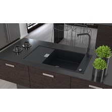 Viviano | Vıvıano | Gm Serisi 1 Göz Siyah 50×86 cm Xl Küvet Granit Evye + Sifon