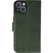 Nevarium iPhone 13 Kılıf Kapaklı Cüzdan Standlı Deri - Yeşil