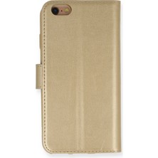 Nevarium iPhone 6 Kılıf Kapaklı Cüzdan Standlı Deri - Gold