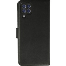 Nevarium Samsung Galaxy M22 Kılıf Kapaklı Cüzdan Standlı Deri - Siyah