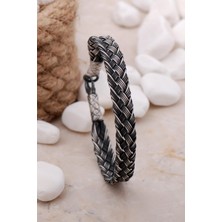 Sümer Telkari Kazaziye Işlemeli Gümüş El Örmesi Erkek Bileklik 3879