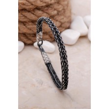 Sümer Telkari Kazaziye Işlemeli 19.5 cm Elişi Gümüş Erkek Bileklik 3884