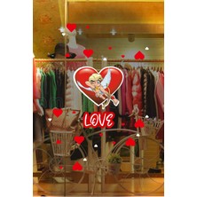 Mıgnatıs Balonlar Içinde Sevgililer Kalpler Sevgililer Günü Cam Vitrin Oda Stickerı 70 cm