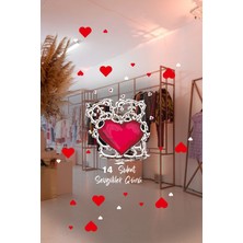 Mıgnatıs Balon Şeklinde Kalpler Sevgililer Günü Cam Vitrin Oda Stickerı 70 cm