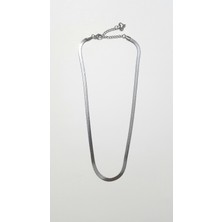 Zeg Store Çelik Italyan Yassı Kolye Gümüş