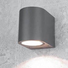Full Reyon Elektrikle Çalışır, 7 Watt Beyaz Işık Led Ampul Dahil Iç - Dış Mekan Dekoratif Modern Lüks Aplik - Antrasit Kasa, Beyaz Işık