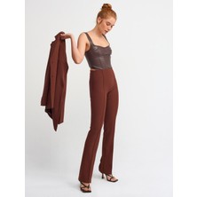 Dilvin 70304 Dikiş Detaylı Pantolon-Kahve
