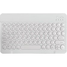 Flameer Telefonlar Için Yuvarlak Keycap Kablosuz Bluetooth Klavye Laptop Beyaz Beyaz (Yurt Dışından)