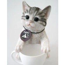 Es Dekor Gri Kedi ve Fincanı Cat & Cup Grey
