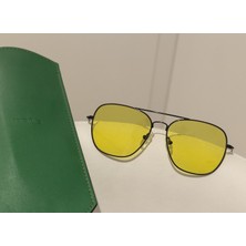 Eroe E104 Metal Kare Model Siyah-Sarı Güneş Gözlüğü  C1 Cat.3