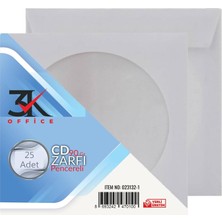 Office-3k Pencereli CD Zarfı 90 gr – 12.5 cm x 12.5 cm – 25’li Paket