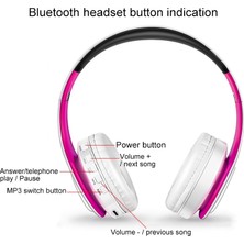 Zsykd LPT660 Katlanır Müzik Bluetooth Kulaklık Desteği Tf Kart (Gül Kırmızı) (Yurt Dışından)