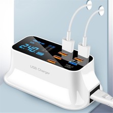 Beautiful Home Akıllı 8-Port Usb Adaptörü Masaüstü Telefon Şarj Led Ekran Qc3.0 Hızlı Usb Şarj (Yurt Dışından)