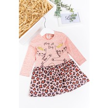 Babymod Leopar Desenli Kedi Baskılı Kız Bebek Elbise