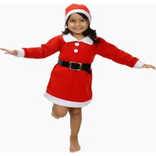 Parti Kırtasiye Kız Çocuk Noel Anne Kostümü - Noel Baba Elbisesi - Noel Anne Kostüm Düdük