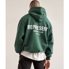 Amor Man Büyük Beden Kapüşonlu Represent Sırt Baskılı Oversize Yeni Trend %100 Pamuk Erkek Hoodie-Sweatshirt