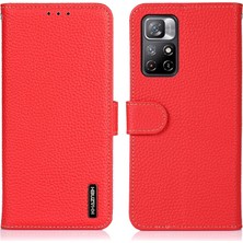 Khazneh Hakiki Deri Xiaomi Redmi Note 11 5g / Poco M4 Pro 5g Için Telefon Kılıfı - Kırmızı (Yurt Dışından)