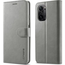 Dacare Lc.imeeke Deri Xiaomi Redmi K40 / K40 Pro / Poco F3 Için Telefon Kılıfı - Gri (Yurt Dışından)