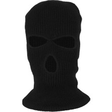 Homyl Yetişkin Kış Unisex 3 Delik Balaclava Sıcak Örgü Örme Tam Yüz Kayak Maskesi Beanie Siyah