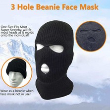 Homyl Yetişkin Kış Unisex 3 Delik Balaclava Sıcak Örgü Örme Tam Yüz Kayak Maskesi Beanie Siyah