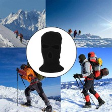 Homyl Yetişkin Kış Unisex 3 Delik Balaclava Sıcak Örgü Örme Tam Yüz Kayak Maskesi Beanie Siyah