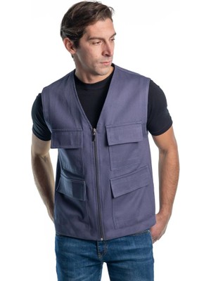 Şensel, Yelek, Gri -118E932- Dört Cepli Yelek-Yazlık Yelek