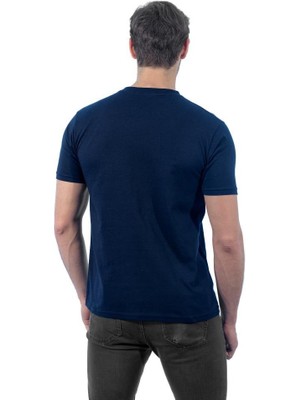 V Yaka Tişört, Lacivert -113E245- T-shirt, Tshirt, Kısa Kollu