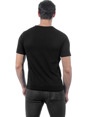 V Yaka Tişört, Siyah -113E250- T-shirt, Tshirt, Kısa Kollu