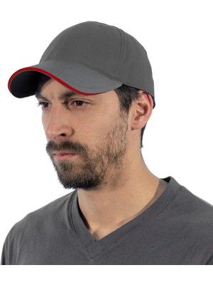 Şensel, Spor Şapka, Gri-Kırmızı -110E386- Günlük Şapka, Outdoor