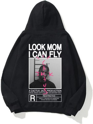 Trendiz Unisex Look Mom I Can Fly Siyah Sweatshirt