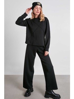 Vitrin Yüksek Bel Bol Paça Örme Pantolon