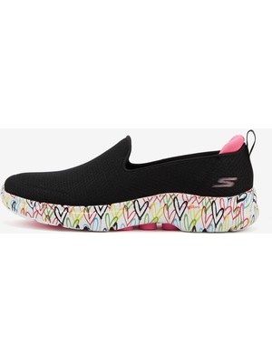 Skechers SKECHERS X JGOLDCROWN : GO WALK 6 - İCONİC HEARTS Kadın Siyah Yürüyüş Ayakkabısı - 124266 BKMT