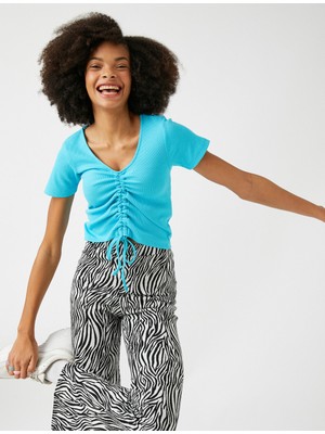 Koton Büzgülü V Yaka Tişört