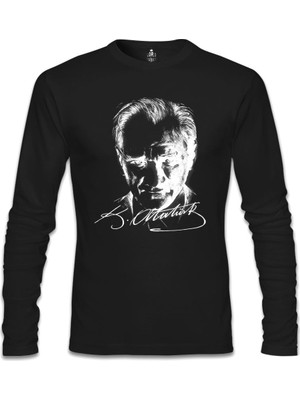 Atatürk - Portre Siyah Erkek Sweatshirt