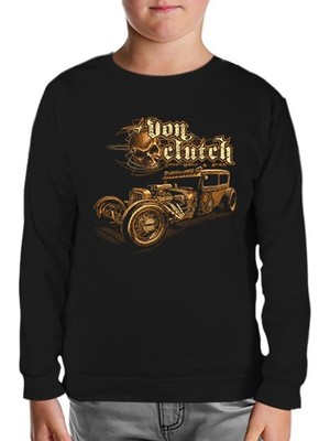 Old Car Siyah Çocuk Sweatshirt