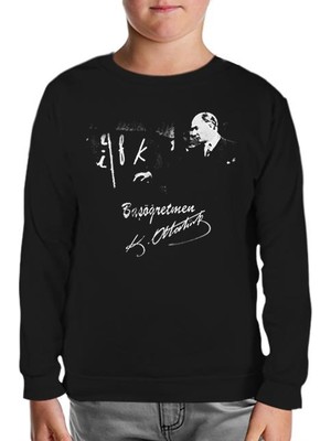 Başöğretmen Atatürk - Öğretmenler Günü Siyah Çocuk Sweatshirt