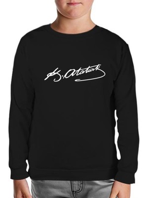 Atatürk Imza Siyah Çocuk Sweatshirt