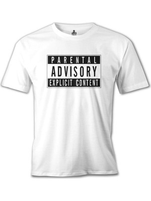 Parental Advisory Explicit Content Beyaz Erkek Tshirt