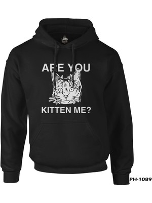 Are You Kitten Me Siyah Erkek Fermuarsız Kapşonlu