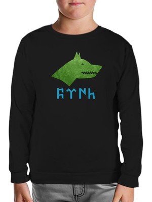 Türk Kurt 2 Siyah Çocuk Sweatshirt