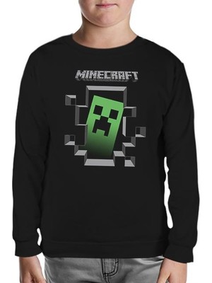 Minecraft Siyah Çocuk Sweatshirt