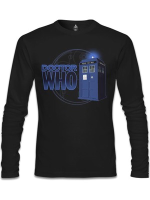 Doctor Who - Phone Box Siyah Erkek Sweatshirt